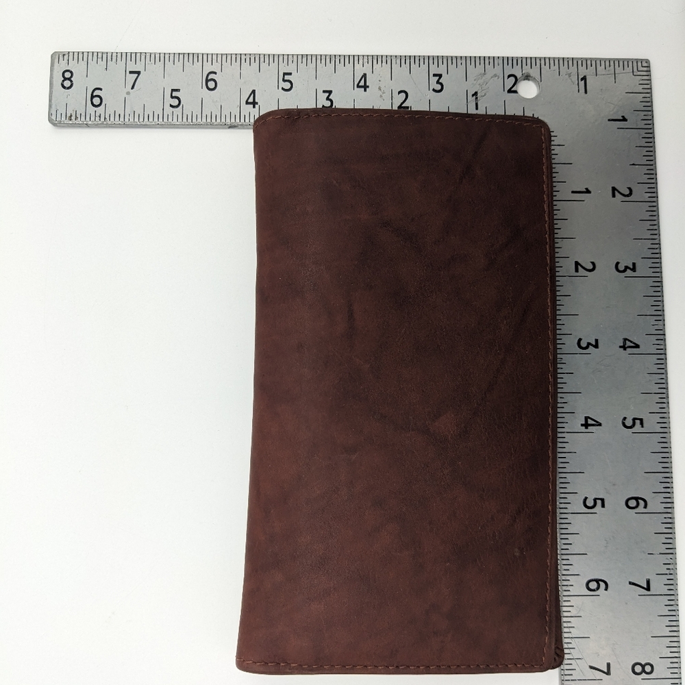 Vintage Leather Long Wallet Bifold Brown  Lords Handcrafted India Checkbook - Picture 8 of 8